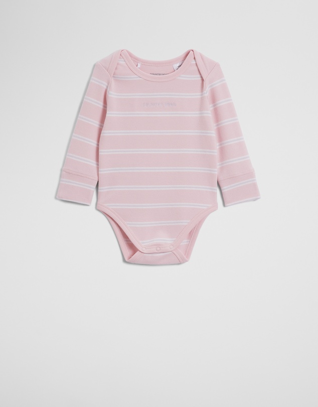 Country Road - Organically Grown Cotton Stripe Logo Long Sleeve Bodysuit