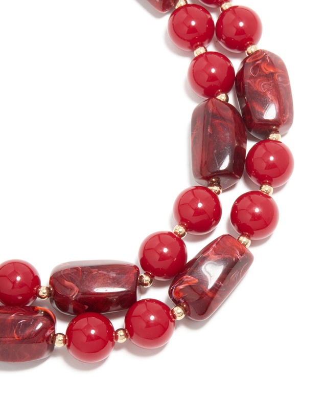 Lovisa - Red Acrylic Beaded Layered Necklace