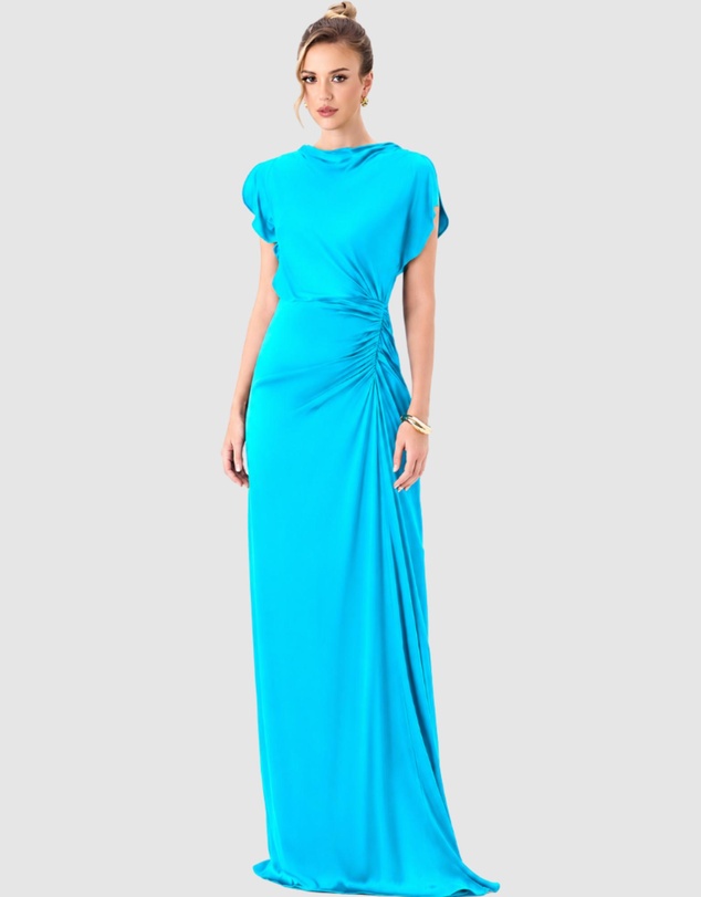 Bariano - Rasmi Ruched Satin Gown