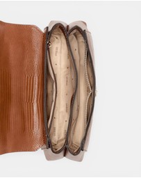 GUESS - Brown Melinda Top Handle Flap Bag