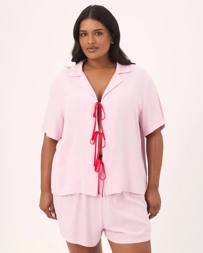 Atmos&Here Curvy - Marie Short Sleeve And Shorts Bow Tie Front Pyjamas