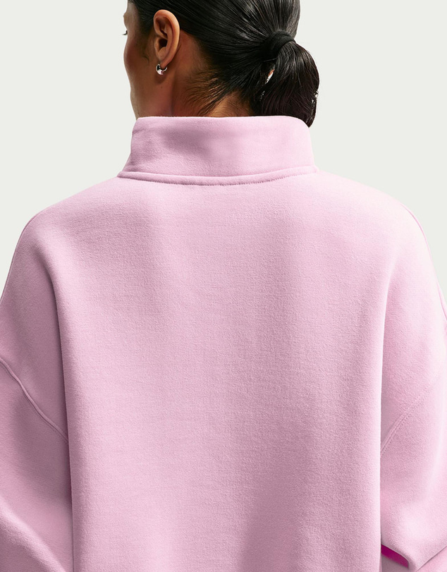 Nike - Studio Fleece Medium Weight Oversized 1/4-Zip Cropped Top