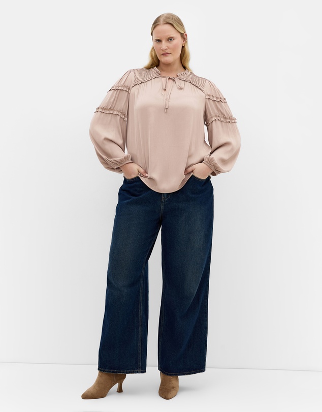 City Chic - Plus size Drama Queen Long Sleeve Shirt - stone
