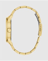 GUESS - Guess Gents and Ladies Set - Badge Gold-Tone Analogue & Fame Ladies Gold Tone Analogue