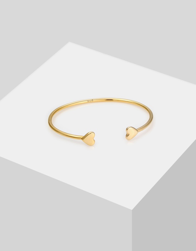 Elli Jewelry - Bracelet Bangle Open Heart Love Valentine in 925 Sterling Silver Gold Plated