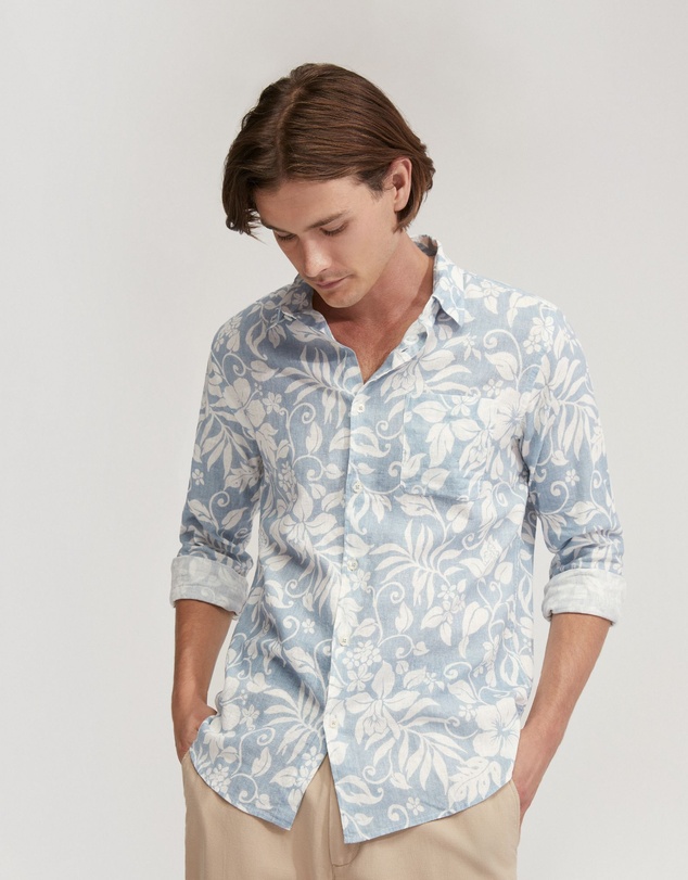 Oxford - Holloway Linen Blend Printed Shirt
