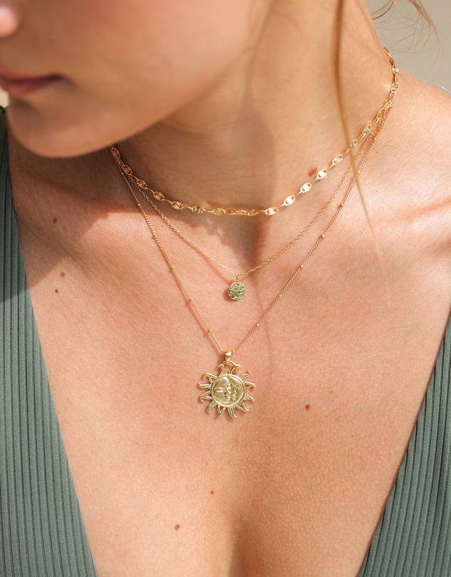 Elli Jewelry - Vintage Platelet Layer Necklace in Gold-Plated 925 Silver