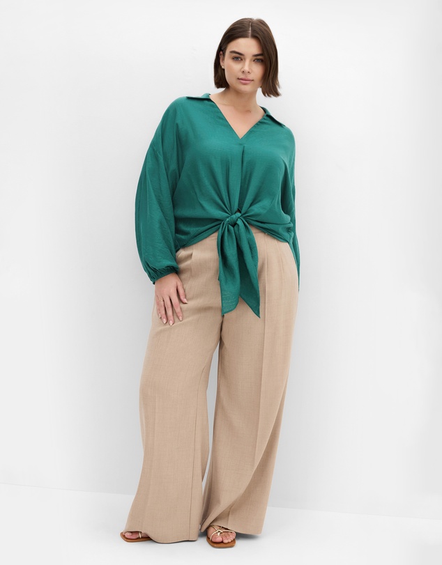 City Chic - Plus size Rosie Long Sleeve Shirt - jade