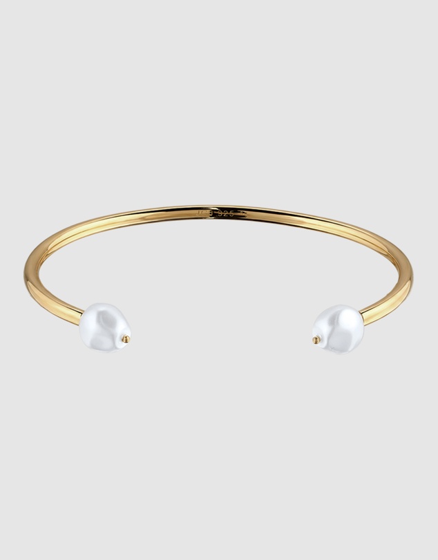 Elli Jewelry - Pearl Cuff Bracelet in Gold-Plated 925 Sterling Silver