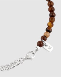 Kuzzoi - ICONIC EXCLUSIVE - Bracelet Male Beads Tigers Eye 925 Sterling Silver