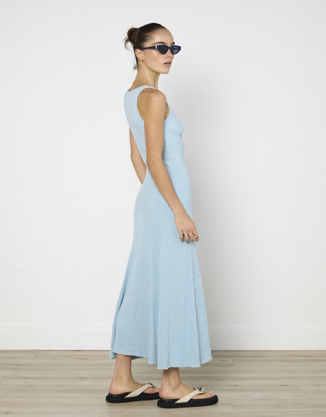 Cirkular - Pre-Loved - Anna Quan Ribbed Knit Dress In Baby Blue