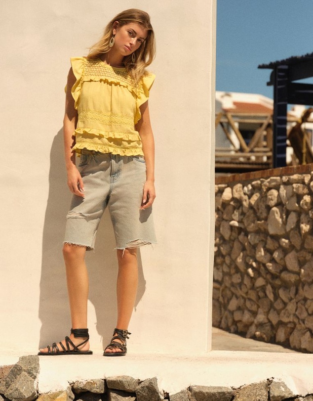 NEXT - Ripped Denim Bermuda Shorts