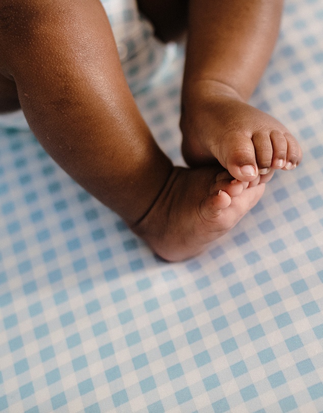 Kynd Baby - Fitted Cot Sheet in Blue Gingham