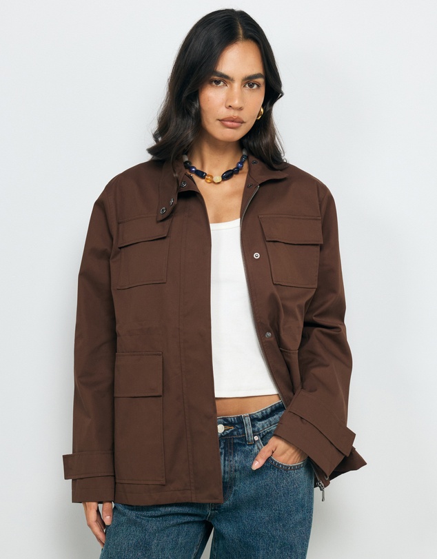AERE - Rory Funnel Neck Organic Cotton Jacket
