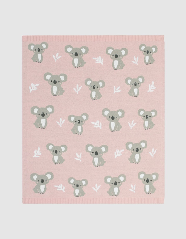 Living Textiles - Australiana Jacquard Blanket - Koala/Blush