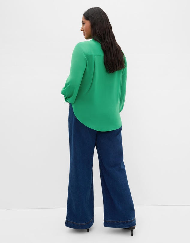 City Chic - Plus size Jane Tie Hem Shirt - kelly green