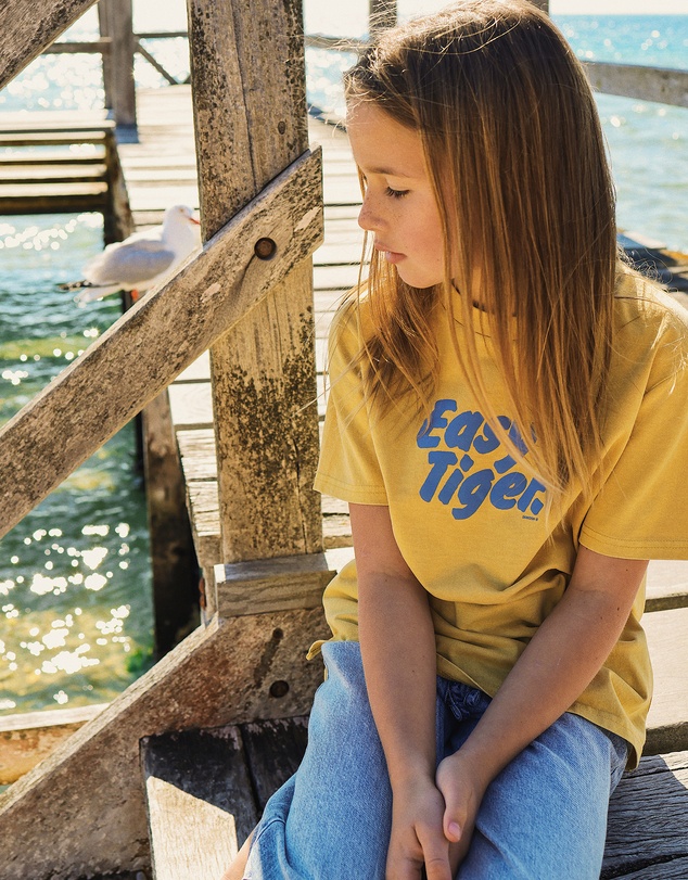 Skwosh - Easy Tiger Kids Slang Tee in Mustard