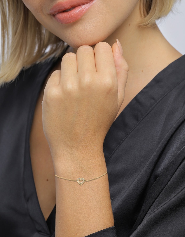 Elli Jewelry - Bracelet Crystal Heart 925 Sterling Silver Gold-Plated