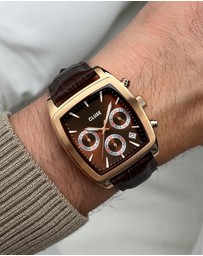 Cluse - Quartaut Chrono Watch leather, Brown, Rose gold Colour