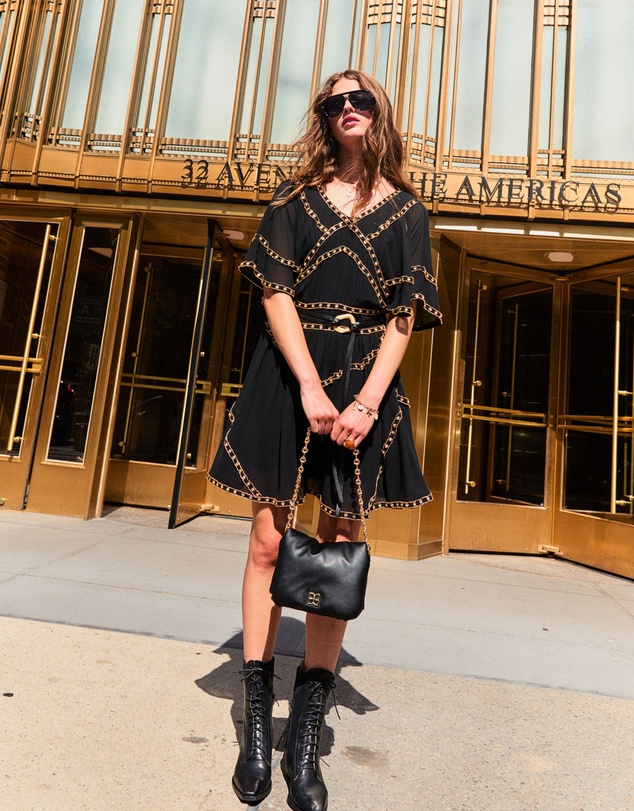 Belle & Bloom - Golden Mark Beaded Trim Mini Dress