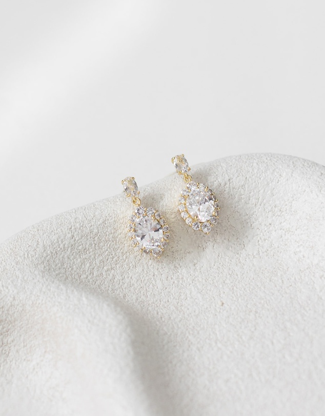 The White Collection - Anna Earrings - Classic Gold Bridal Earrings