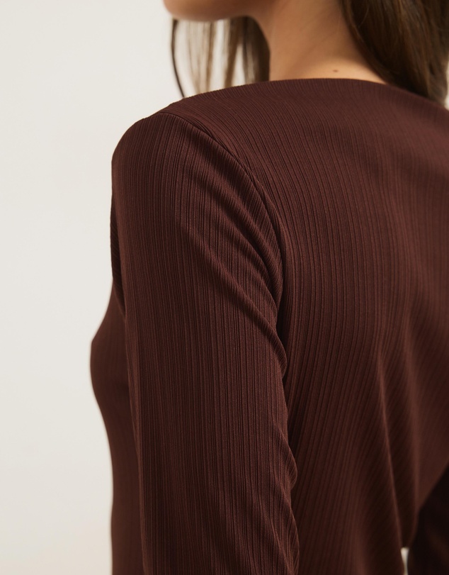 Atmos&Here - Marnie Plisse Jersey Long Sleeve Mock Neck Top