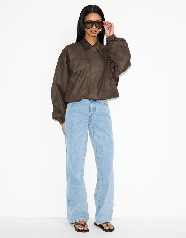 Dazie - Hailey Faux Suede Bomber Jacket