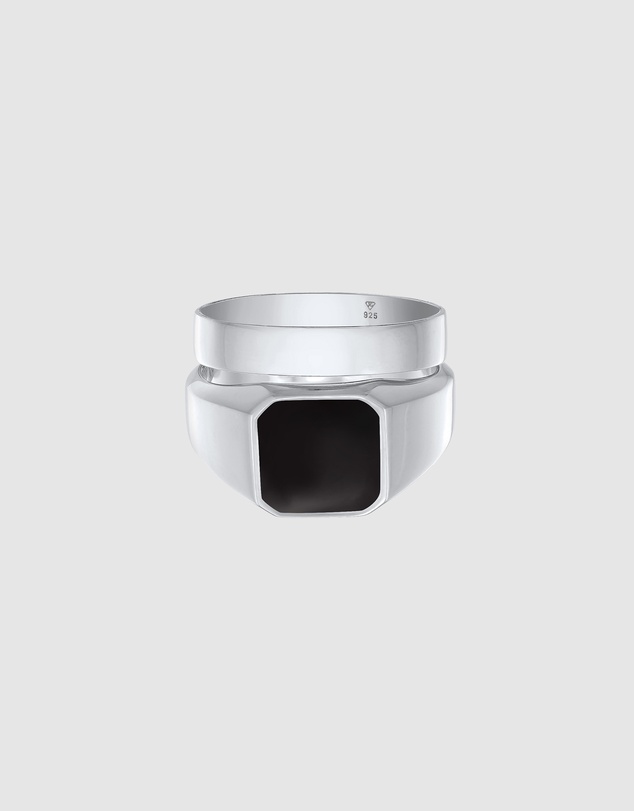 Kuzzoi - ICONIC EXCLUSIVE - Classic Band and Signet Ring Set in 925 Sterling Silver