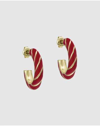 Ted Baker - TRINNA: Twist Enamel Hoop Earrings