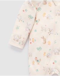 Purebaby - Bunny Cheer Thick Zip Growsuit -Kids-Babies