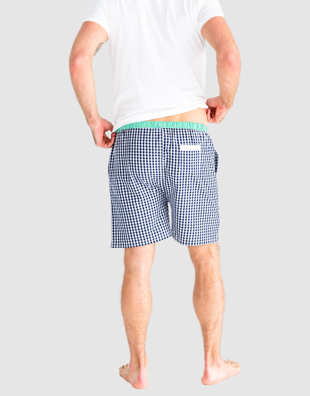 Sant And Abel - Men's Hepburn Gingham Navy Sleep Shorts