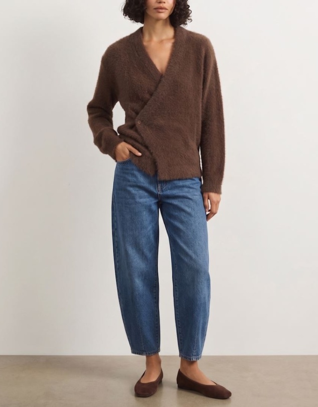 Atmos&Here - Cara Asymmetric Buttoned Knit Cardigan