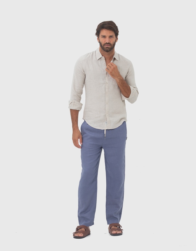 Coast Clothing - Long Sleeve Linen Shirt in Natural Sand