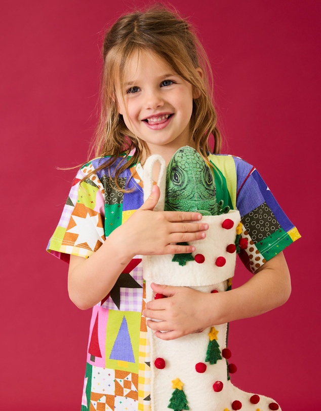 Kip&Co - Christmas Patchwork Organic Cotton Short Sleeve Nighties - Babies-Teens