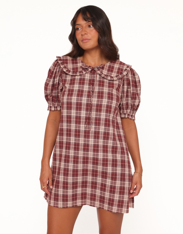 Petal & Pup - Yaris Mini Dress - Burgundy Plaid