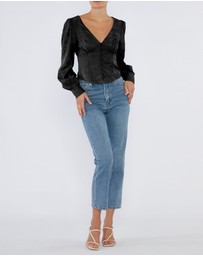 Amelius - Loren Linen Jacquard V-Neck Top