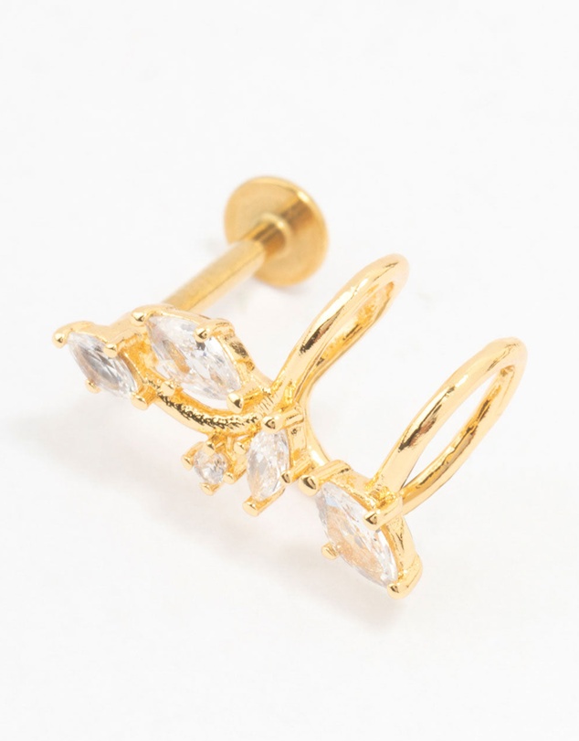 Lovisa - Gold Plated Surgical Steel Marquise Round Flat Back