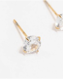 Lovisa - Waterproof Gold Plated Stainless Steel Cubic Zirconia Stud Earrings 5 MM
