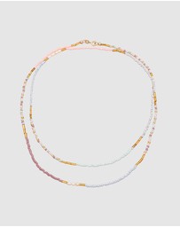 Elli Jewelry - Necklace Glass Pearl Beads with Freshwater Cultured Pearls in 925 Sterling Silver Gold Plated