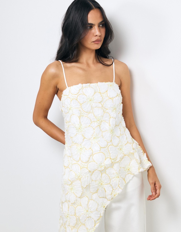 AERE - Loe Sequin Flower Cascade Top