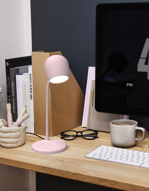 Kreafunk - Kreafunk Ellie Lamp W/ Qi Charger And Bluetooth Speaker - Dusty Rose