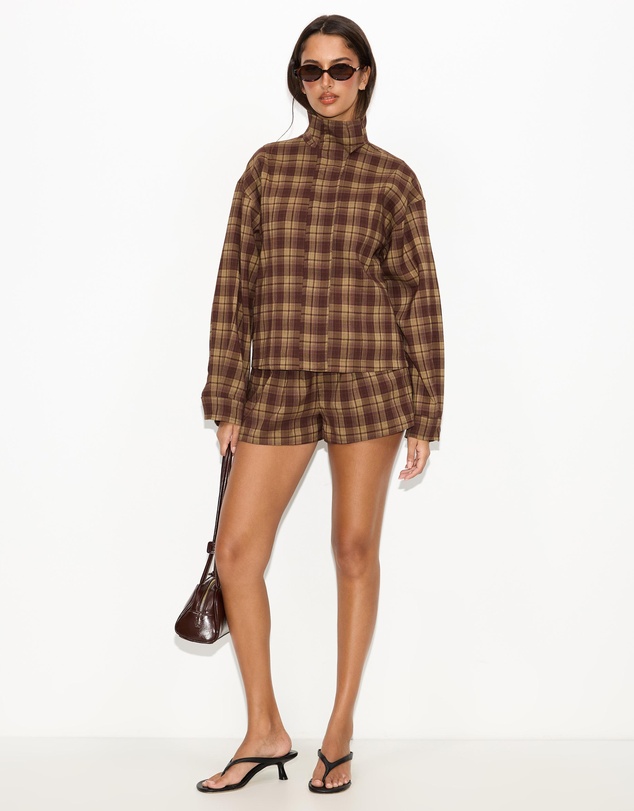 Dazie - Isla Gathered Check Micro Shorts