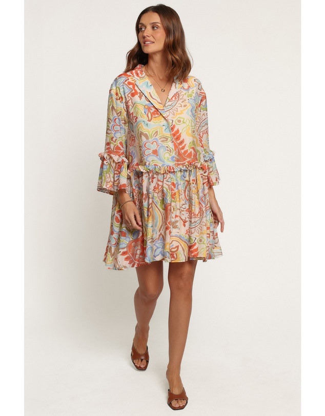 Petal & Pup - Caplan Mini Dress - Green Blue Paisley