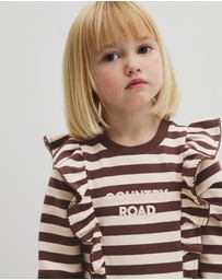 Country Road - Organically Grown Cotton Stripe Ruffle Sweat Dress