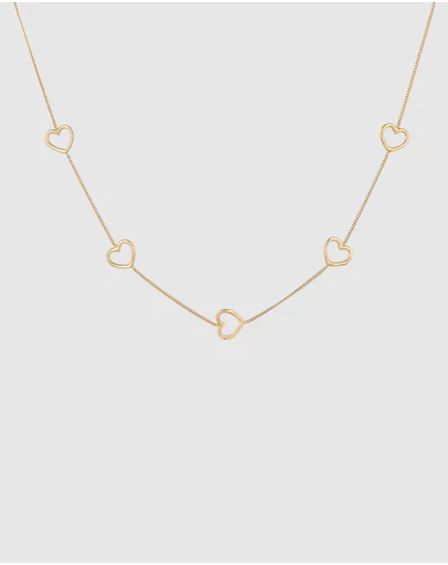 Elli Jewelry - Necklace Heart Cut-Out Design 925 Sterling Silver Gold-Plated