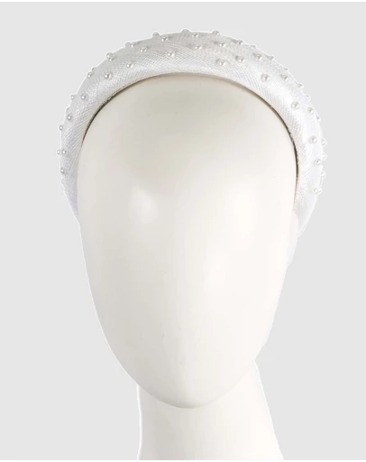 Max Alexander - White Sinamay Racing Fascinator Headband