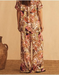 AUR OCEA - Bel Fiore Silk Gathered Wide Leg Pants