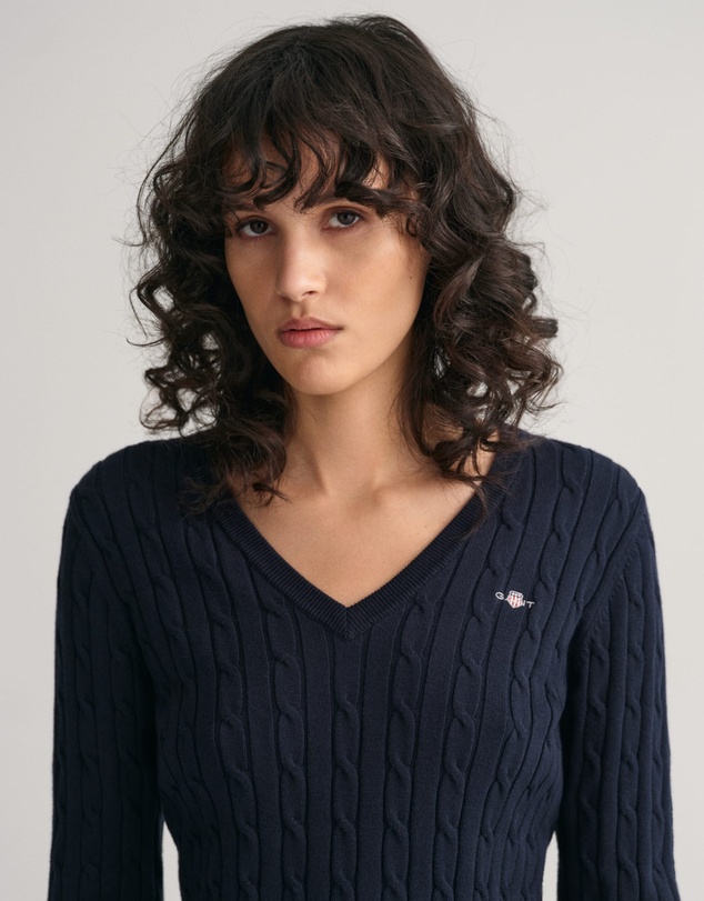 Gant - Stretch Cotton Cable V-Neck Knit