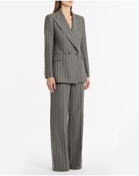 Carla Zampatti - Slate Italian Wool Pinstripe Double Breasted Blazer