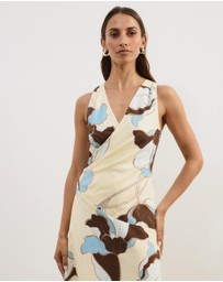 Atmos&Here - Stephanie Linen Blend Wrap Front Midi Dress